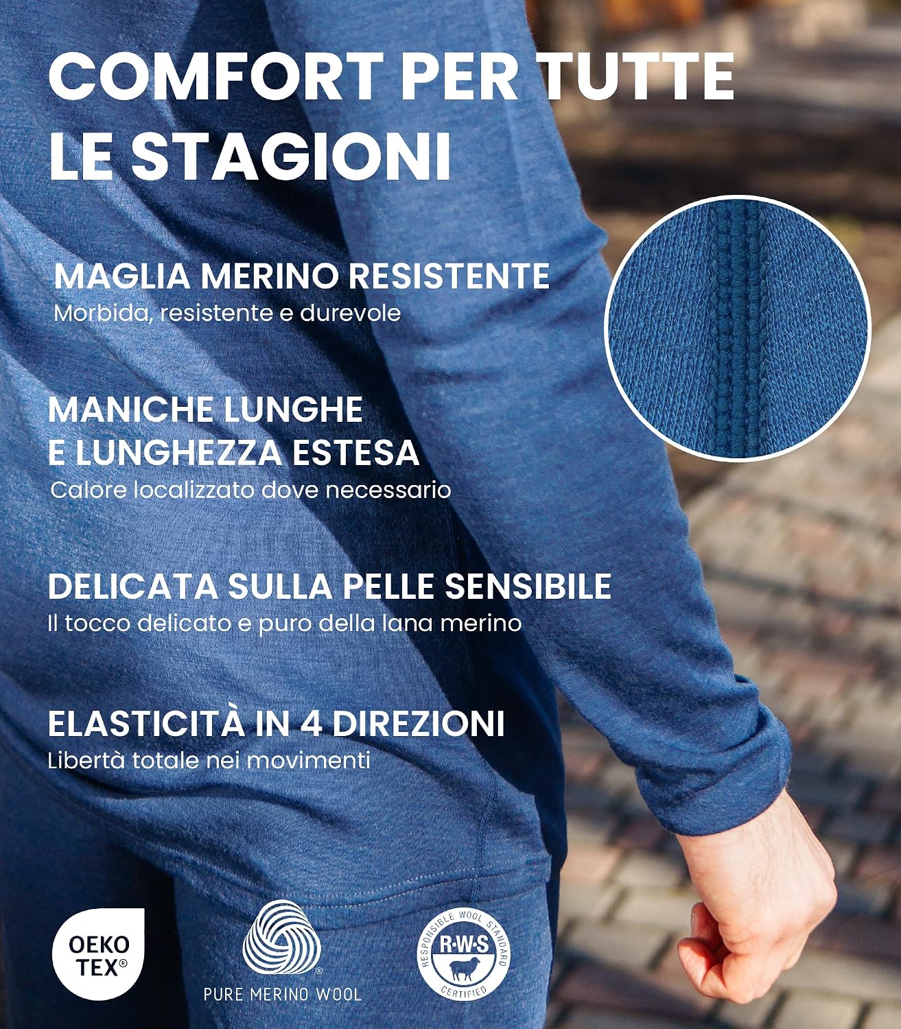 Thumbnail 3 de Merino.tech Maglia Termica in Lana Merino Uomo 100% (leggero/medio/pesante) con calzini in omaggio