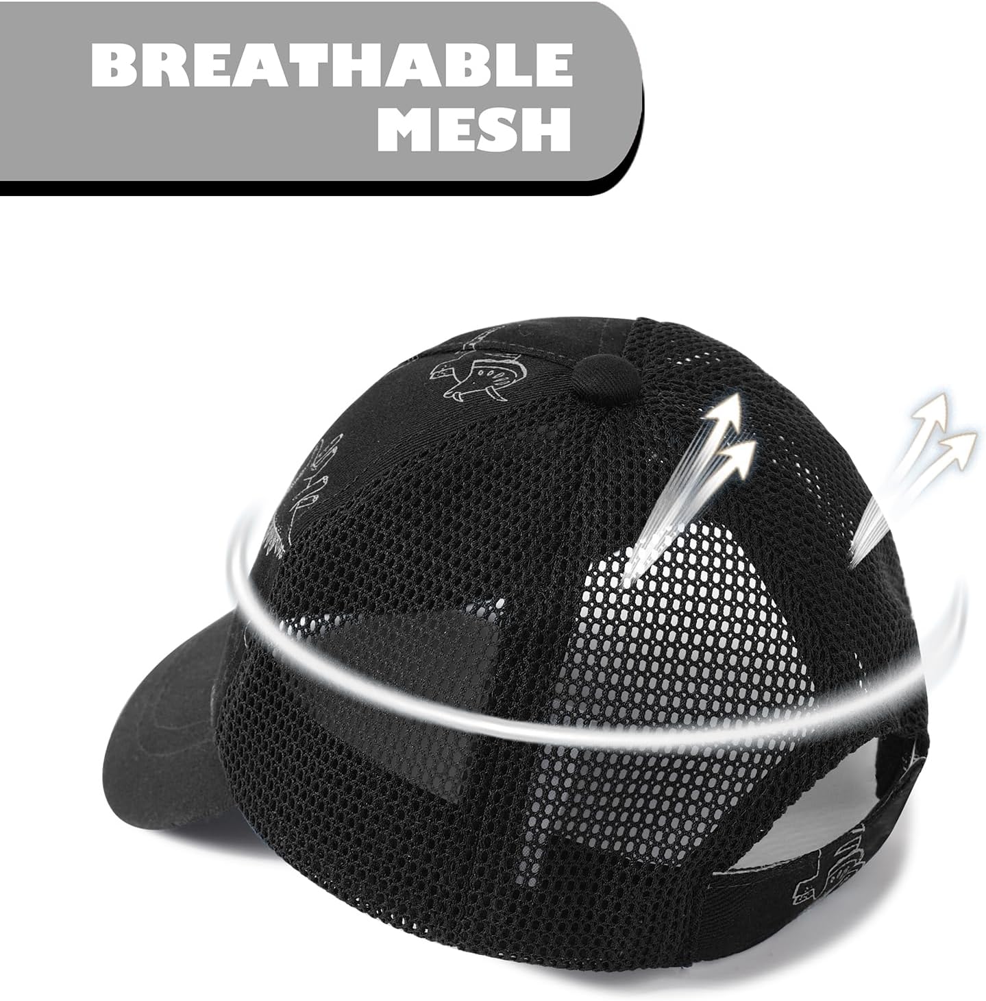 Detalle 2 de DRESHOW Kleinkind Baseballmütze – Sonnenhut mit Dinosaurier-Print oder Uni-Farbe, Größen S–L