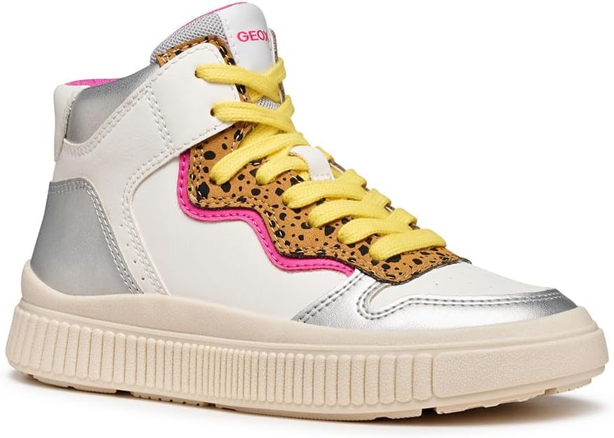 Detalle de Geox J Laquinny Girl Sneakers – Bianco/Fucsia, 28 EU