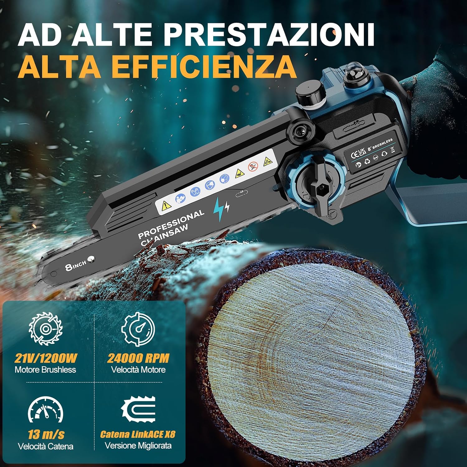 Detalle 2 de Mini Motosega 6 Pollici 2x4000mAh