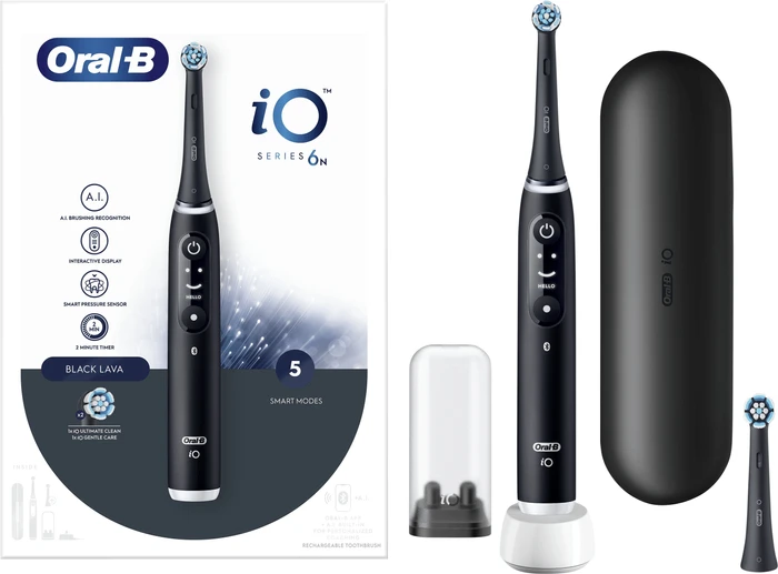 Thumbnail 6 de Oral-B iO 6N Schwarz + iO Sanfte Reinigung Aufsteckbürste 🪥
