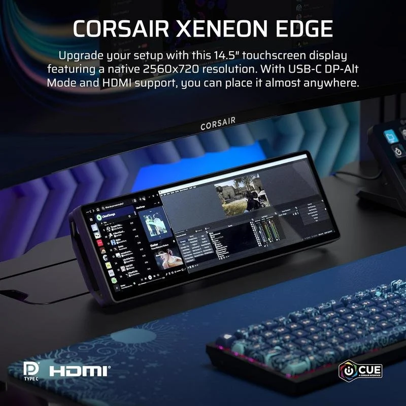 Detalle 2 de Corsair XENEON Edge 14,5" Monitor Gaming táctil 2K 32:9 — USB-C y HDMI