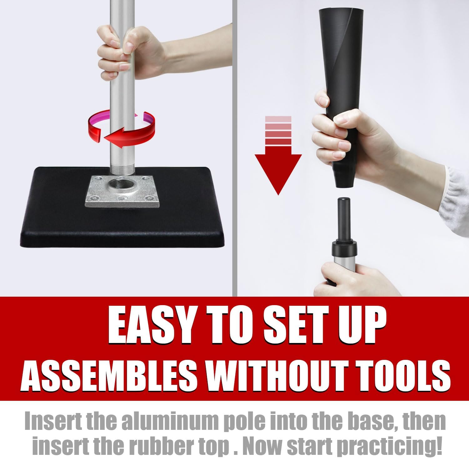 Thumbnail 5 de LOMGWAYS Baseball/Softball Batting Tee (24"-46" Height Adjustable) – Premium Portable Training Stand