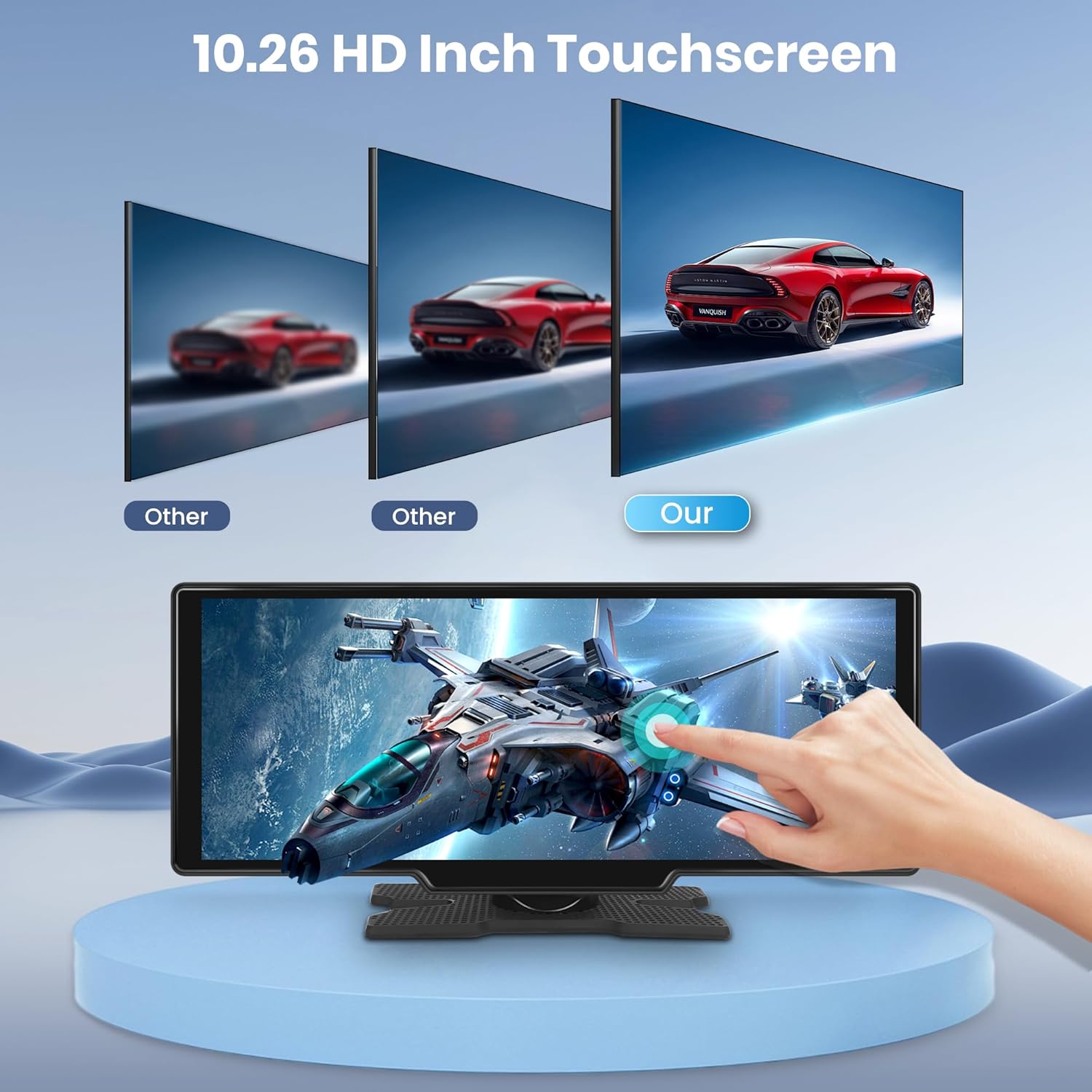 Detalle de 10.26-Inch Portable CarPlay Screen with Wireless CarPlay & Android Auto for 7V–32V Vehicles