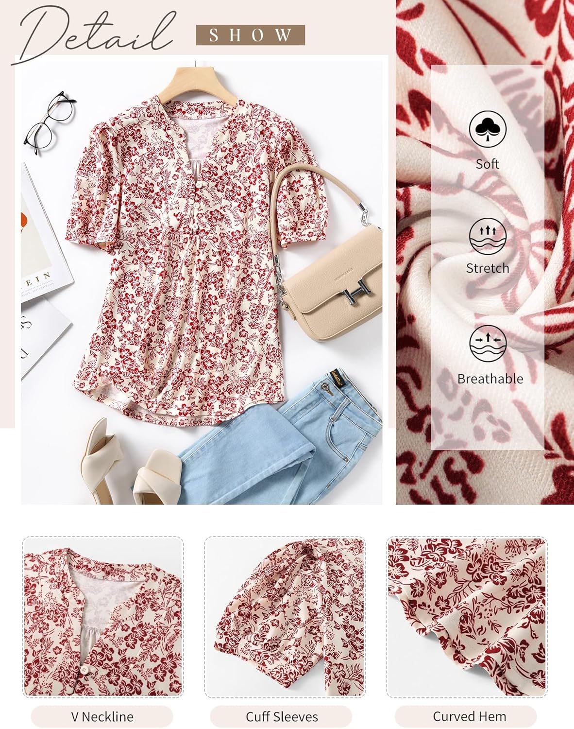 Thumbnail 4 de IECCP Puff Sleeve Tops Women