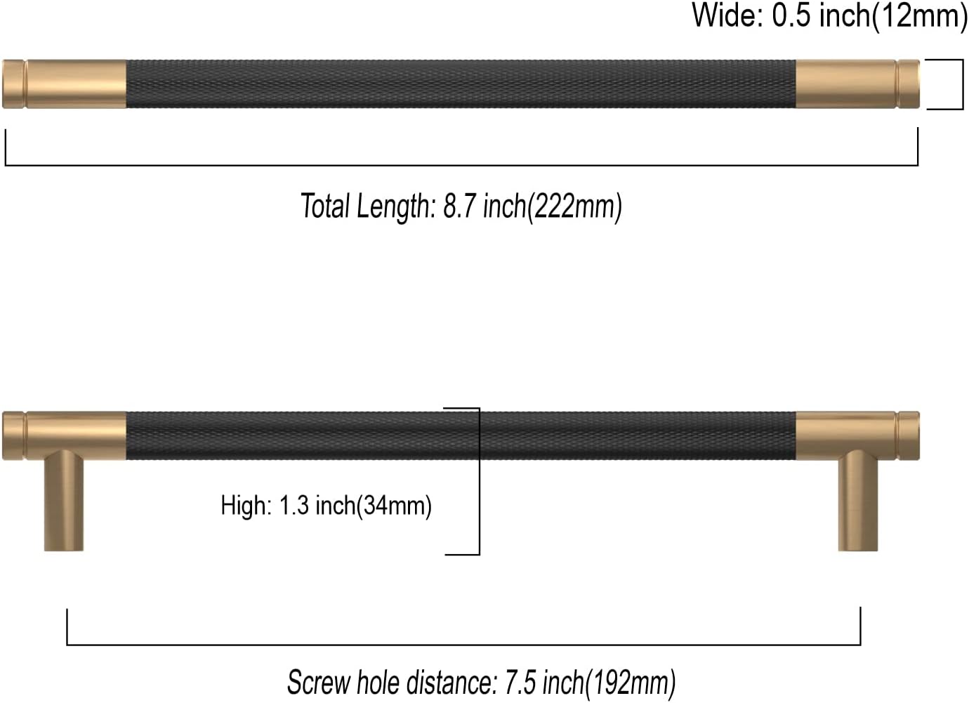 Thumbnail 5 de Schrankgriffe Schwarz-Gold 10 Stück, 192 mm Lochabstand