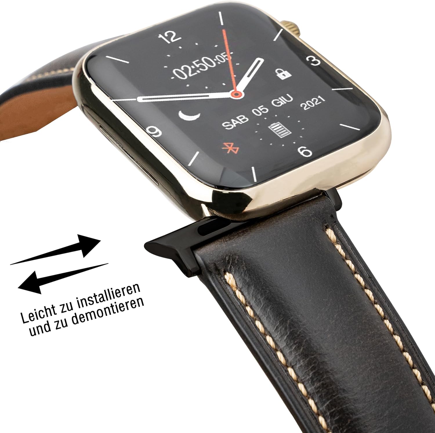Detalle 2 de Gomvadr Vintage Leather Watch Band for Apple Watch (38–49mm): A Prudent, Italian Wax-Tanned Option