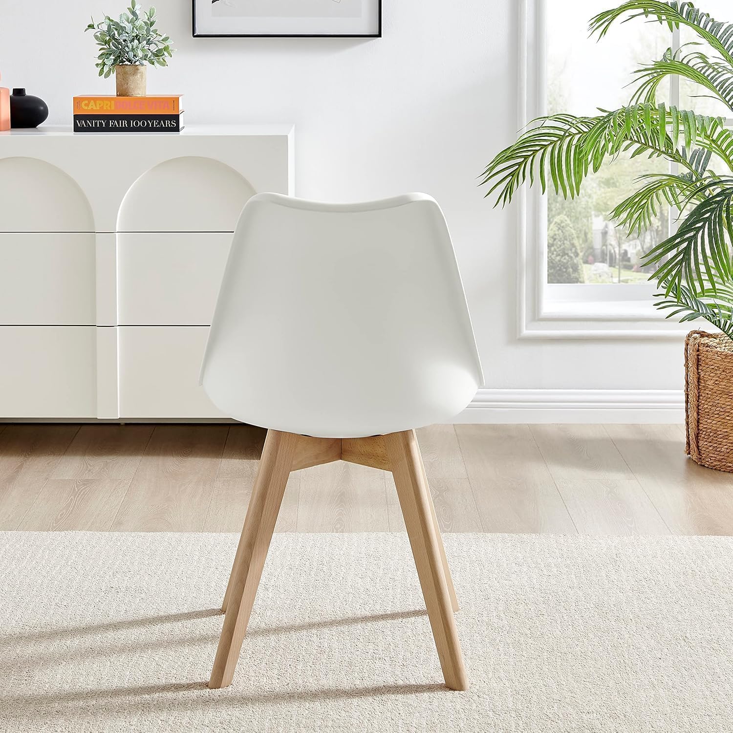 Thumbnail 5 de P&N Homewares Rectangular Dining Room Table Set for 4: Modern Scandinavian Style with PU-Padded Chairs