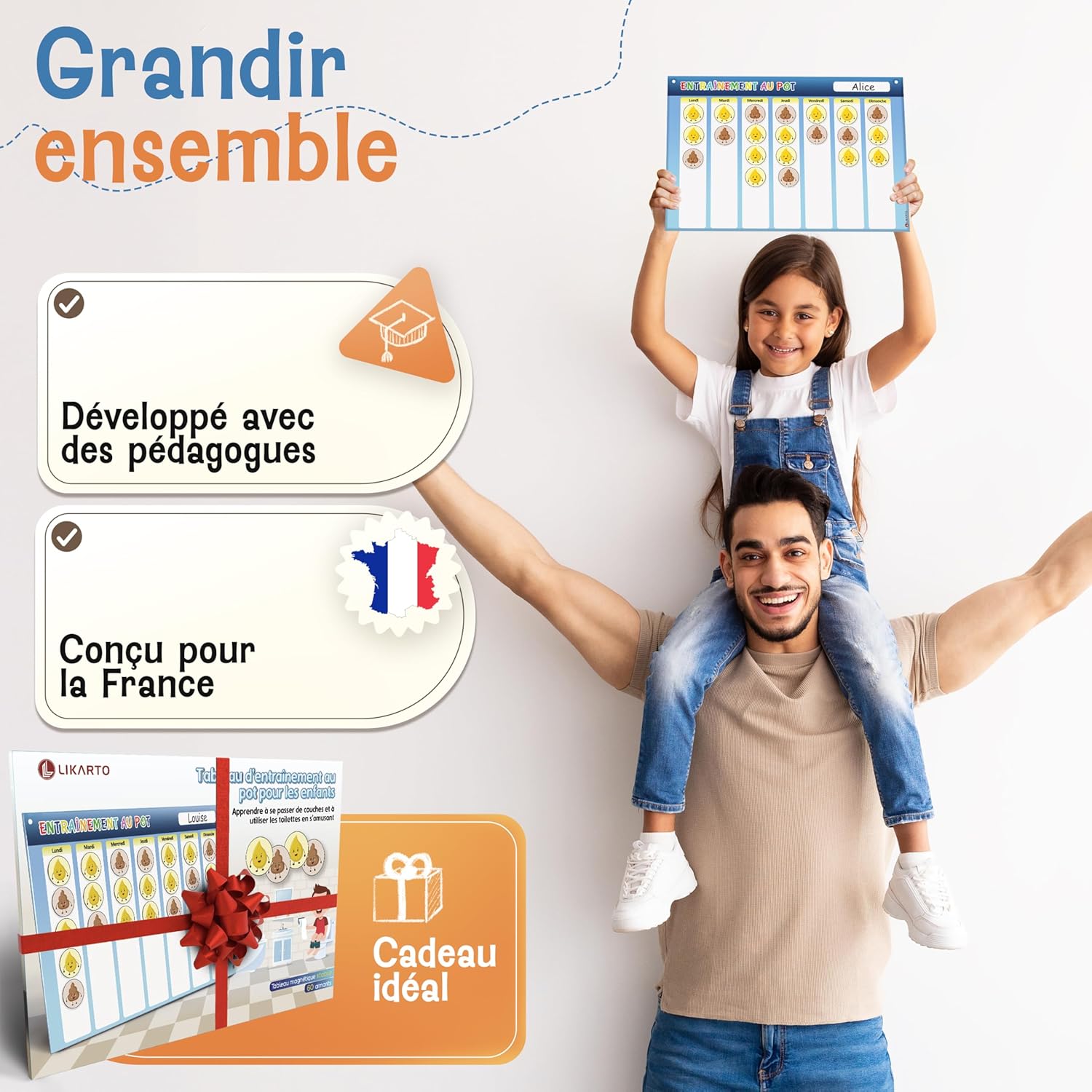 Thumbnail 5 de LIKARTO® Tableau Montessori d’apprentissage de la propreté – 60 aimants magnétiques avec cordon (30 x 20 cm)
