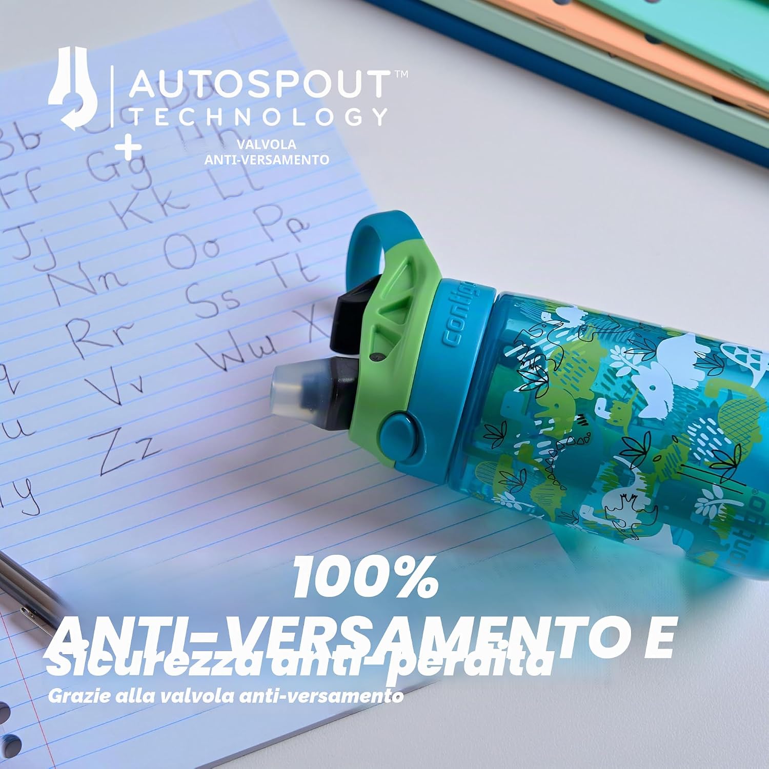Detalle de Contigo Borraccia per bambini Easy Clean Autospout 420 ml – BPA-Free, 100% a tenuta stagna