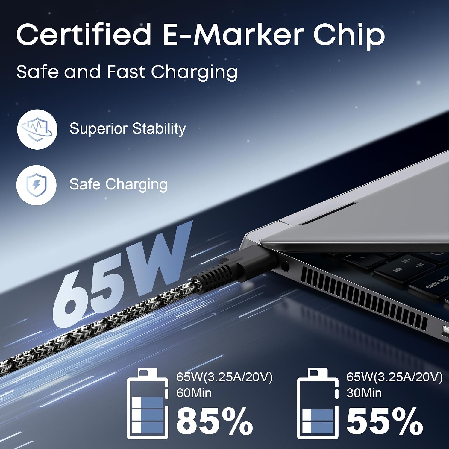 Detalle 1 de EWAMESIT USB-C laptop charger 65 W