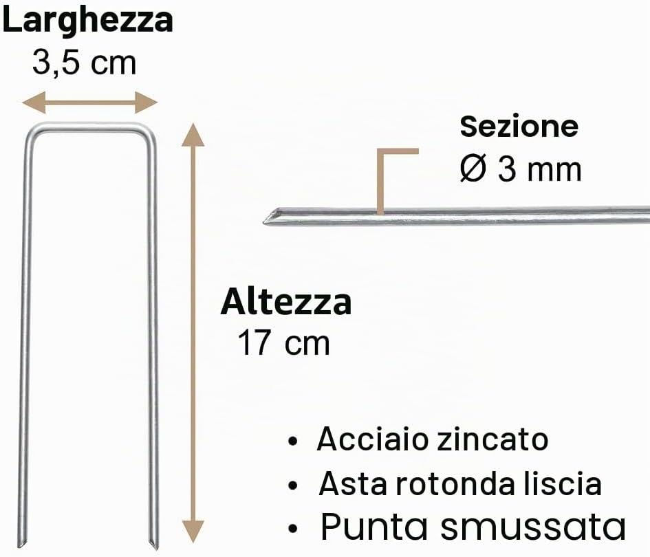 Detalle de Flandria Graffette Pacciamatura in Acciaio Inossidabile 17 cm – confezione 100