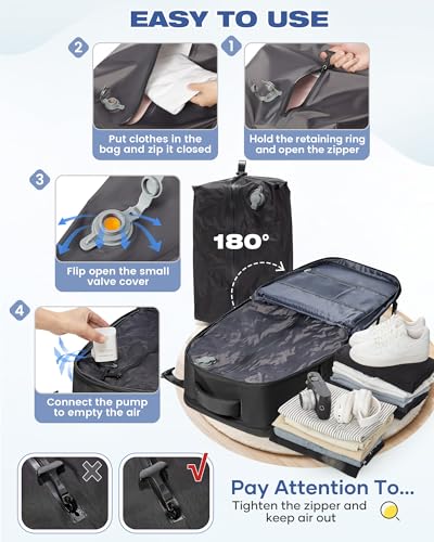 Detalle de SZLX Mochila al vacío con bomba: organización inteligente para viajes en cabina (40x30x20 cm)