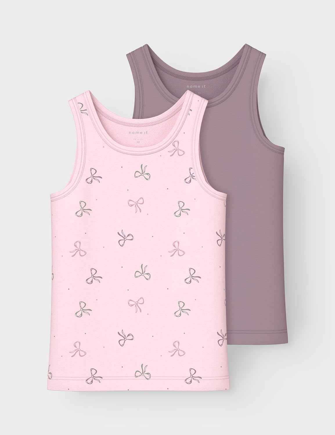 Detalle de NAME IT Nmftank Top 2p Barely Pink Bow Noos Nmftank – Lot de 2 débardeurs avec nœud Rose Fille