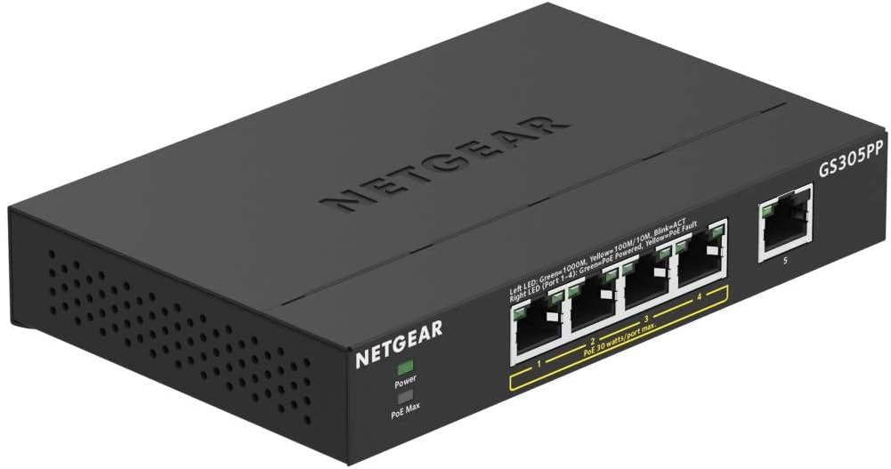 Detalle de NETGEAR GS305 5-Port Gigabit-LAN-Switch (GS305) – Plug-and-Play, lüfterlos, Metallgehäuse