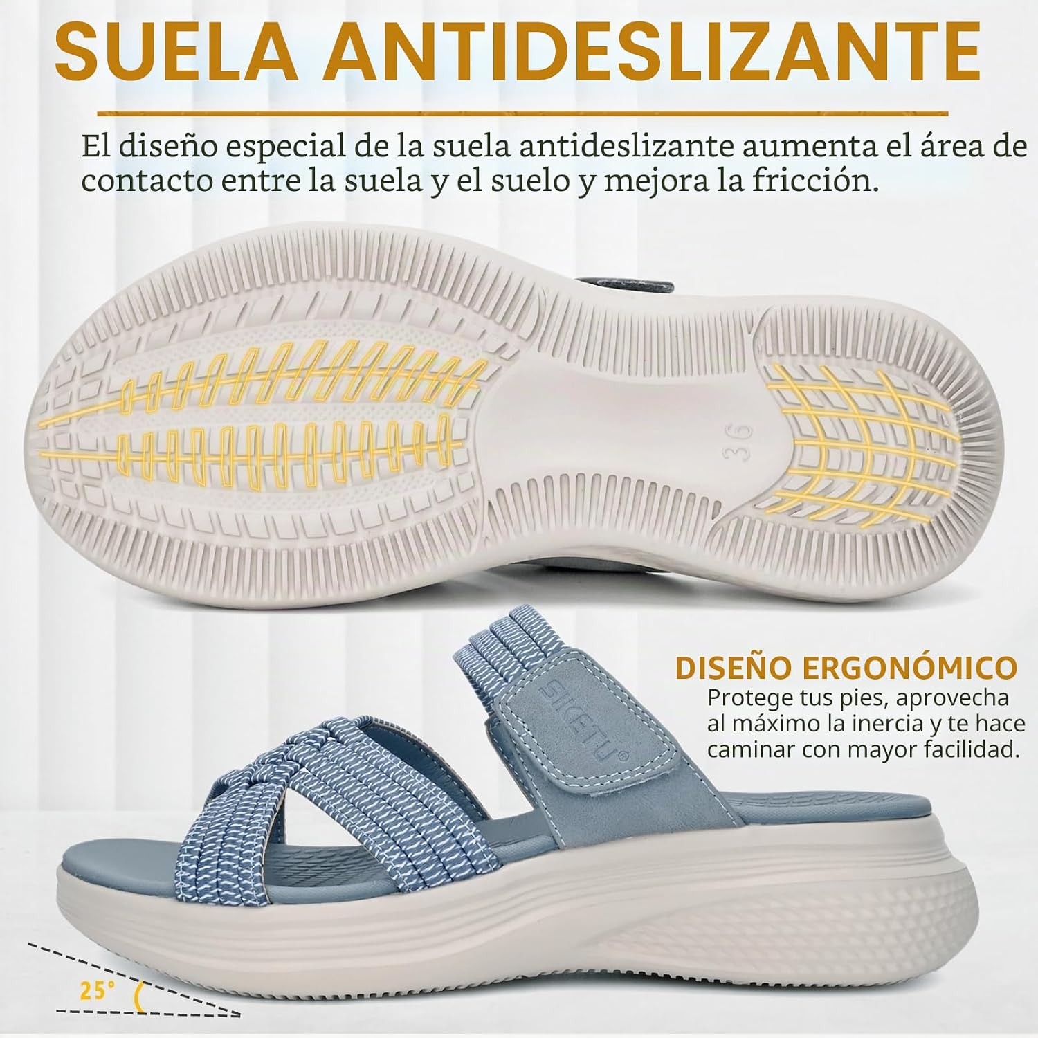 Thumbnail 4 de ZDQ Sandalias para Mujer Verano Ortopédicas con Punta Abierta Azul 38