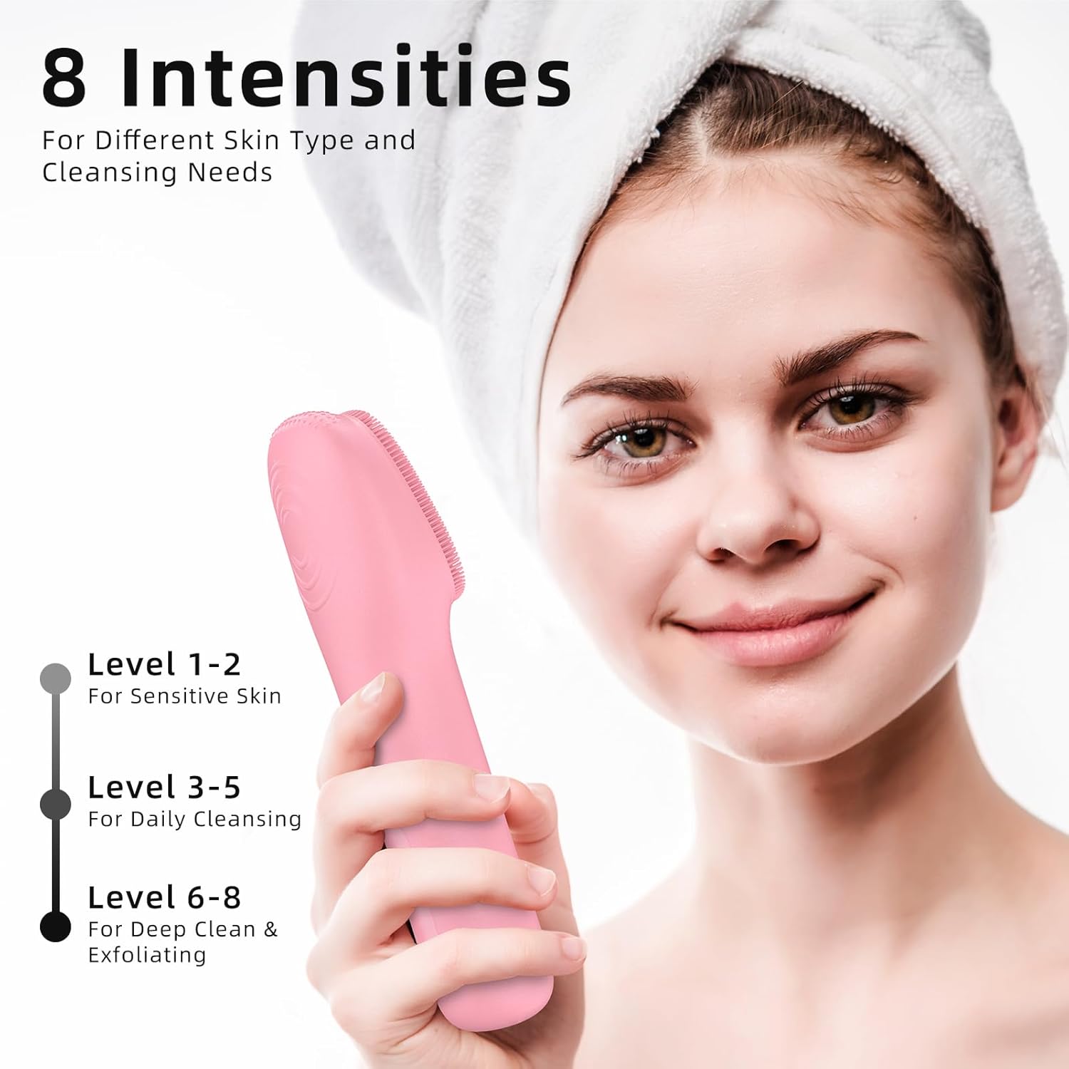 Detalle de Facial Cleansing Brush Soft Exfoliating Face Wash Brush for Pore Deep Cleansing (Pink)