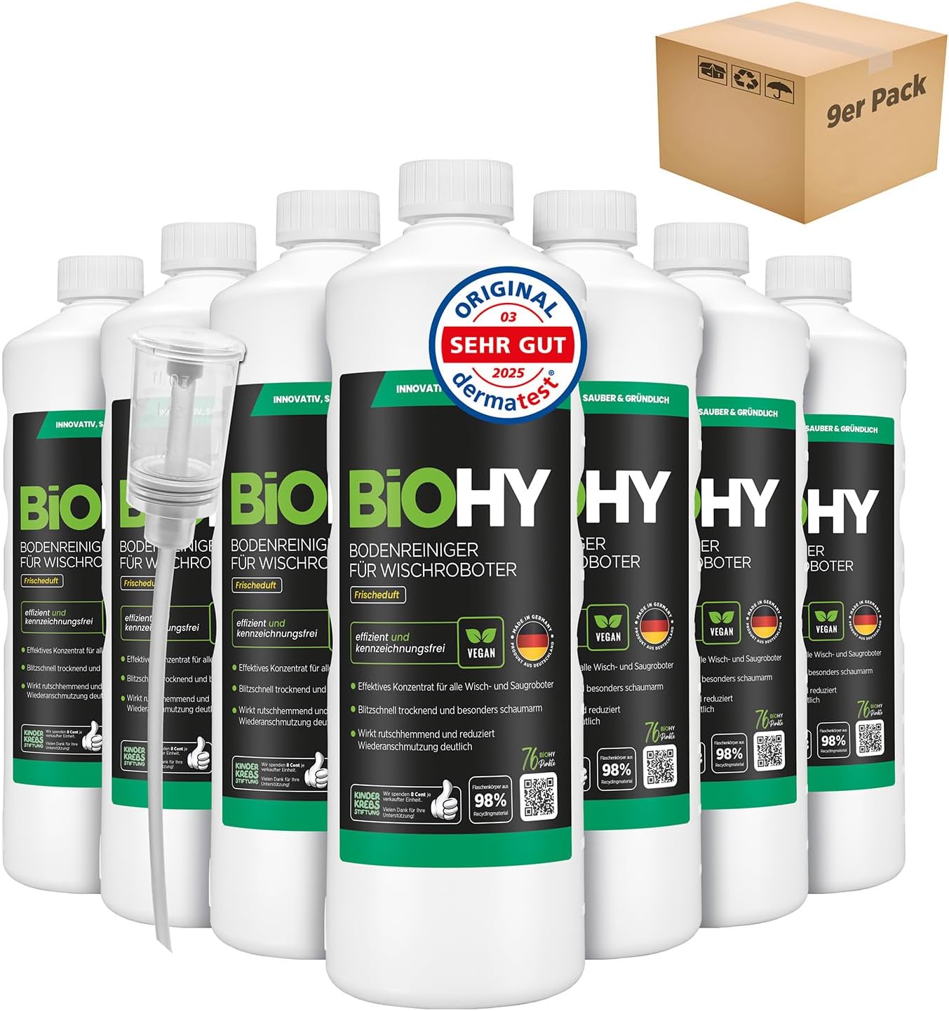 Detalle de BIOHY vloerreinigerconcentraat voor dweilrobots, 9 x 1 liter, 1:200