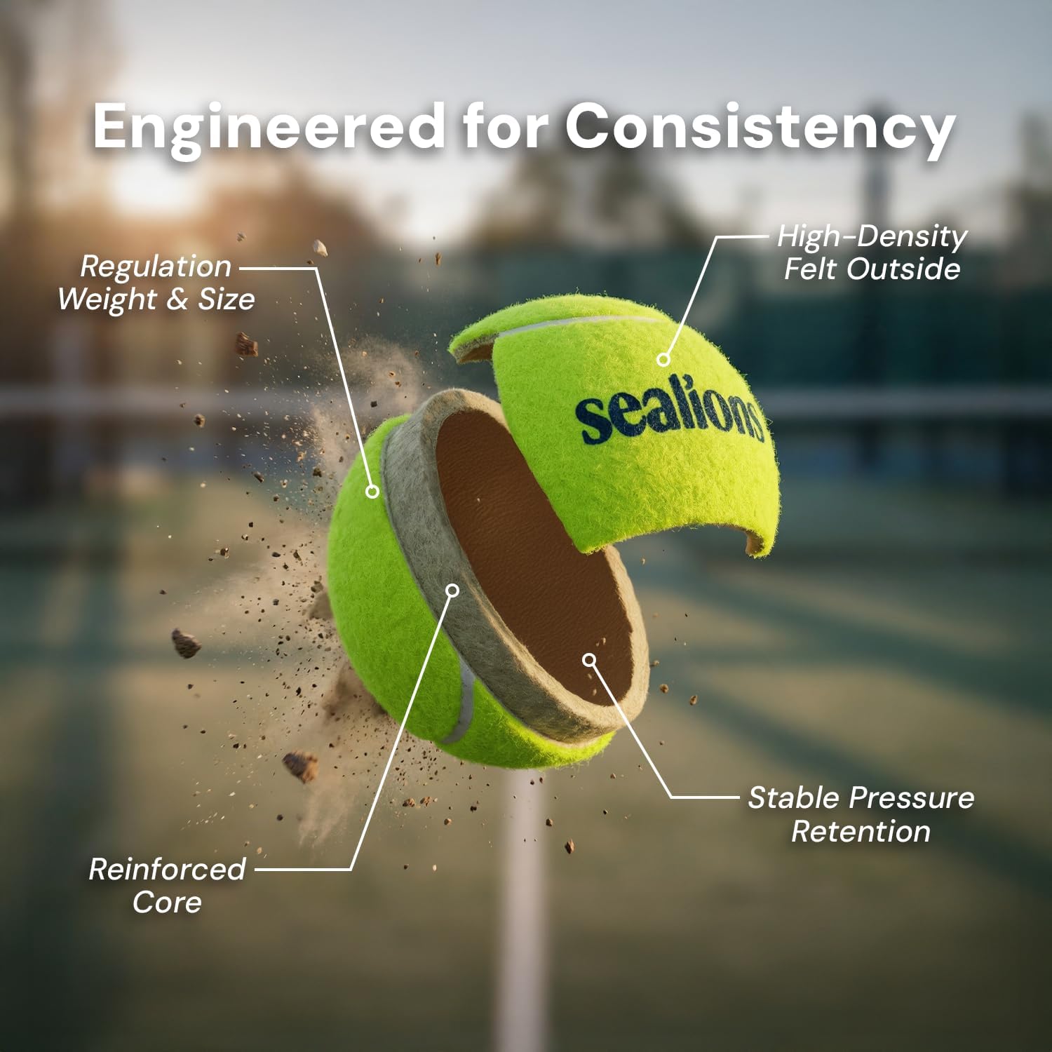 Detalle de Sea Lions Pro Padel Championship padel balls (tube of 3) for match & training