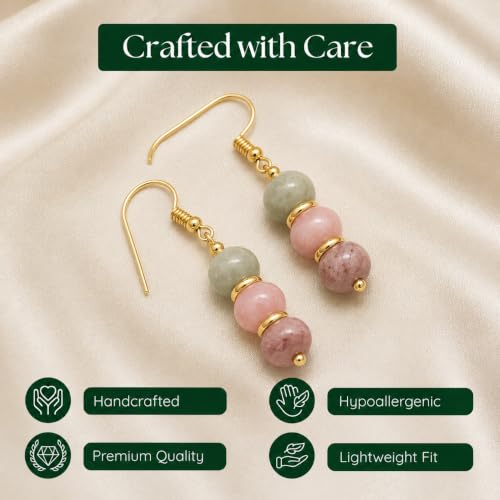 Detalle de Gempires Natural Gemstone Rondelle Bead Earrings, Multi Quartz – 8mm Drop