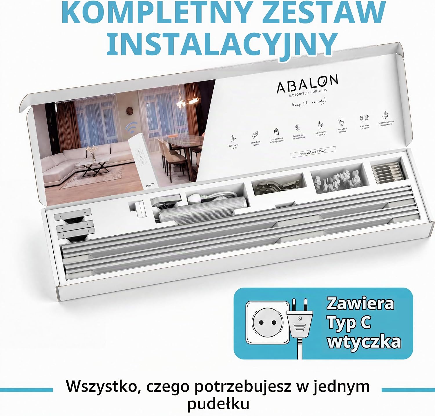 Detalle de ABALON karnisz z napędem Wi-Fi 3 m