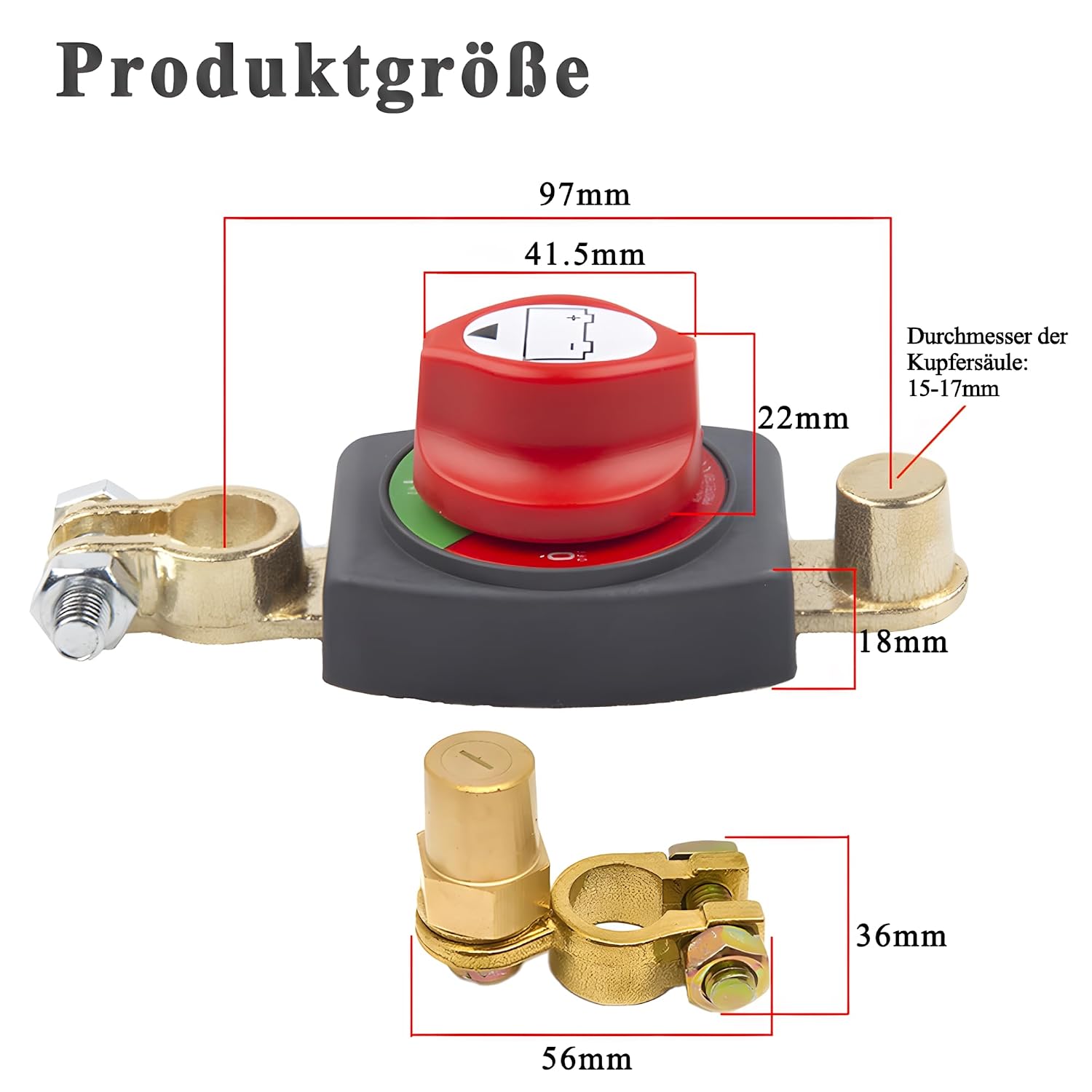 Thumbnail 1 de Batterie-Trennschalter 12V–48V mit erhöhten Batteriepole für Auto, Motorrad, Marine, Boat, Caravan & Yacht (A)