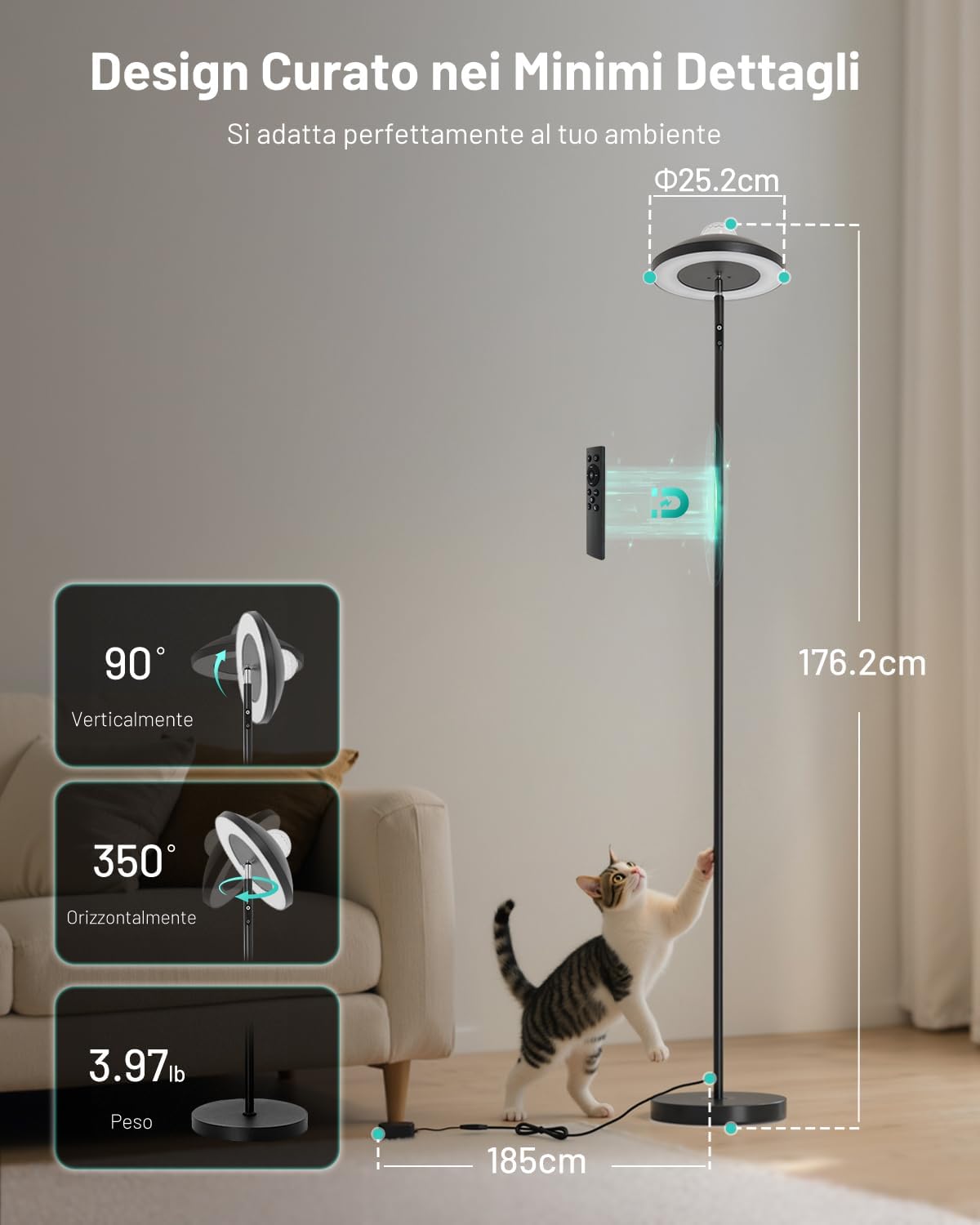 Thumbnail 5 de Lampada da Terra LED con Proiettore Stellare RGB e Telecomando – Dinoho 2-in-1, 15W, 1300LM, dimmerabile 3000K–6000K