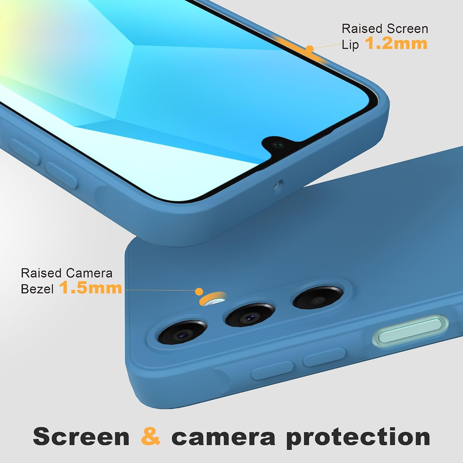 Detalle 2 de binandteam Hülle für Samsung Galaxy A16 5G/4G mit 2 Schutzfolien – dünne TPU/Soft-Touch Silikonhülle in Blau