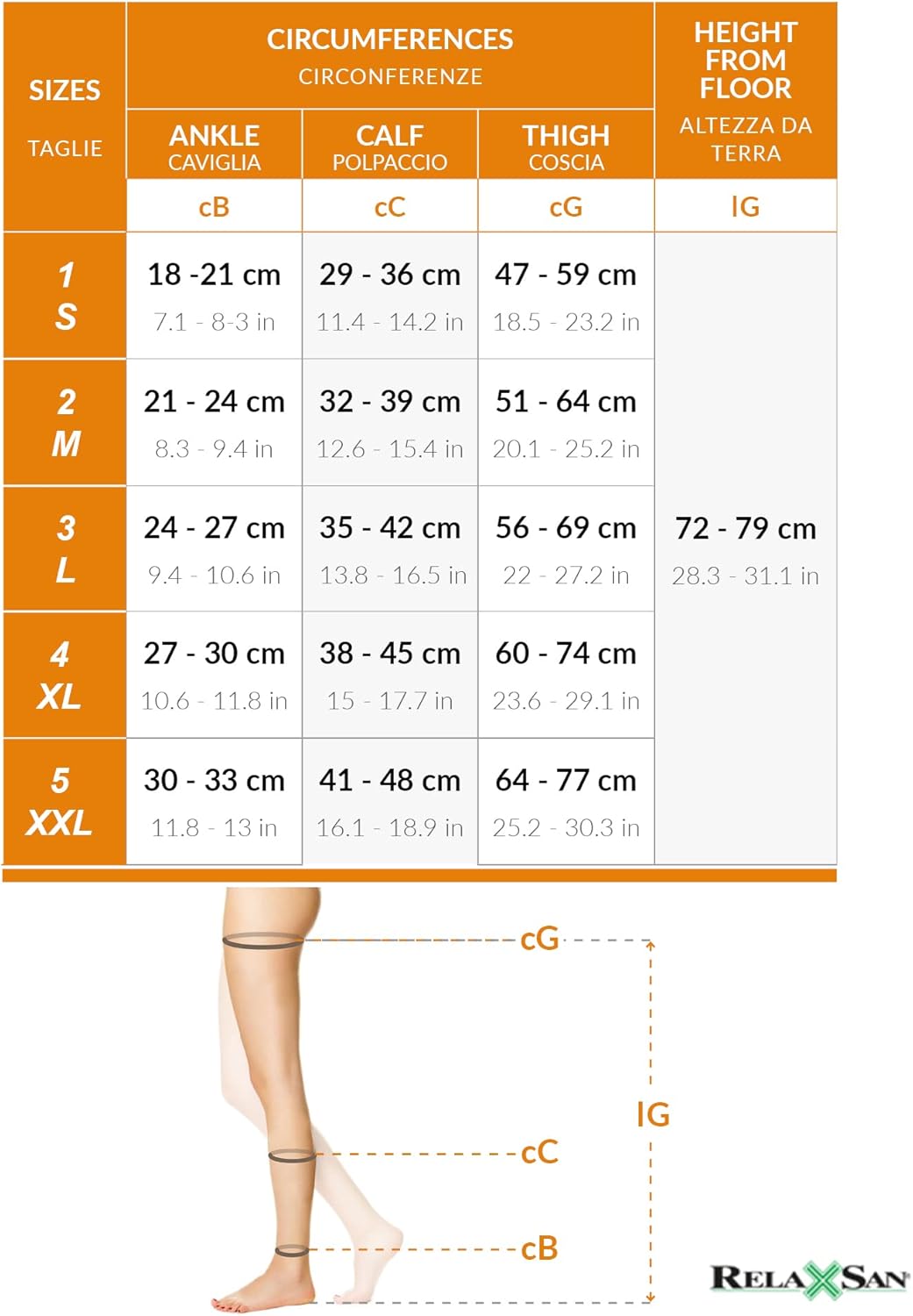 Thumbnail 1 de Relaxsan Antitrombo M2370A calze autoreggenti antitrombo con punta ispezionabile 18-23 mmHg