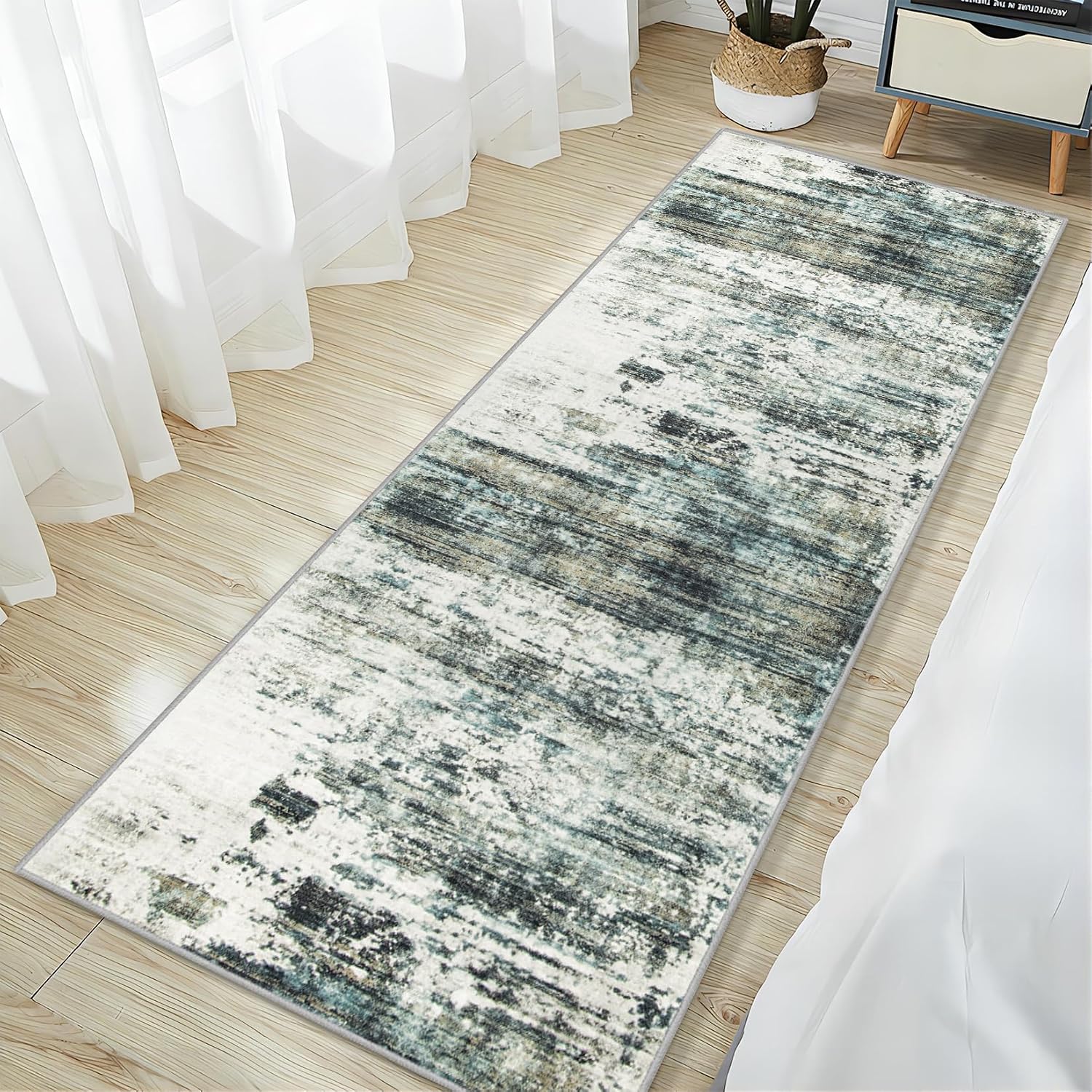 Thumbnail 2 de Gent Drizz 2'6'' x 8' Runner Rug – Washable, Modern Abstract, Non-Slip, Low-Pile Carpet