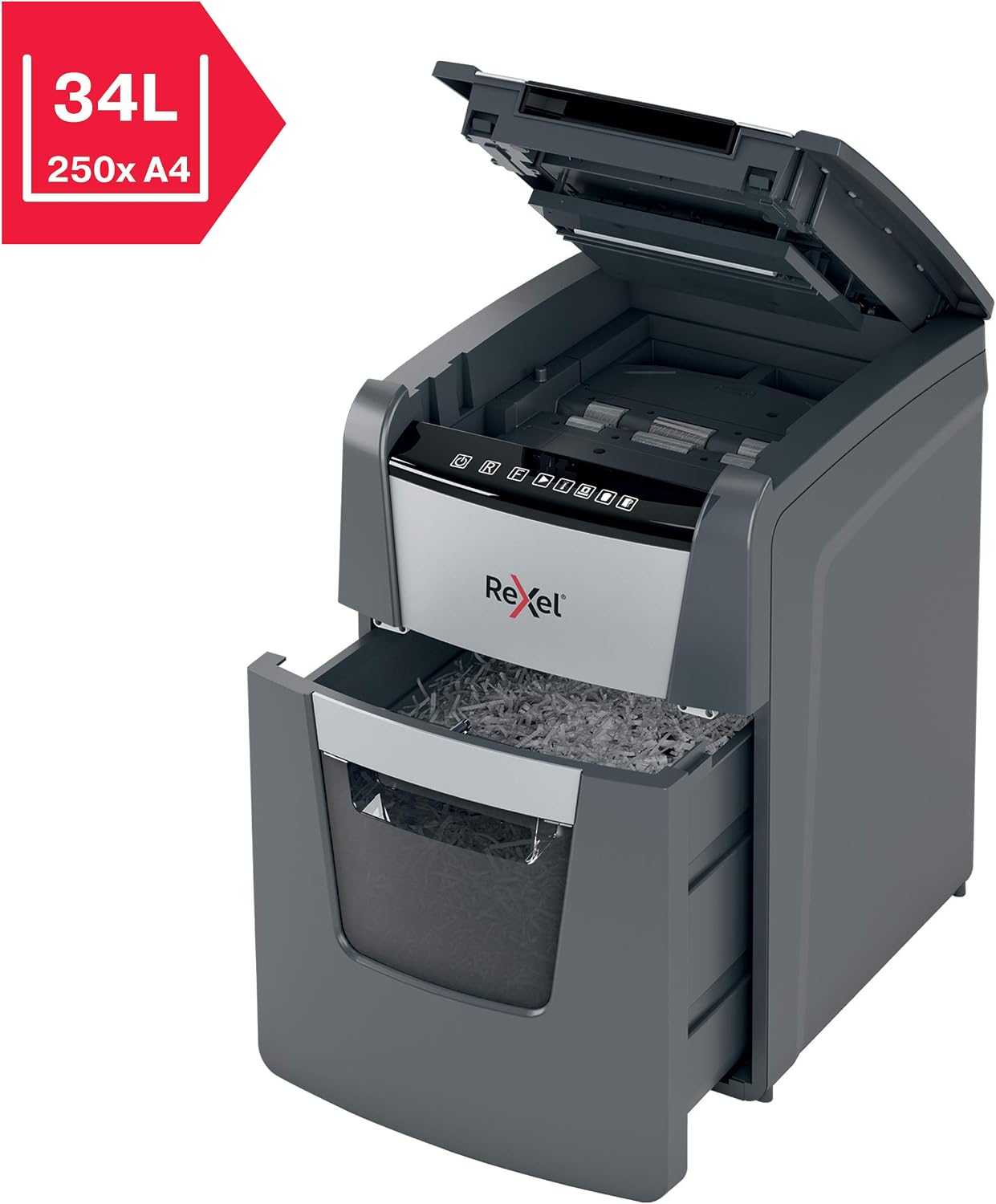 Detalle de Rexel Optimum Autofeed: Déchiqueteuse auto-alimentée P4, 90 feuilles, bac 34 L