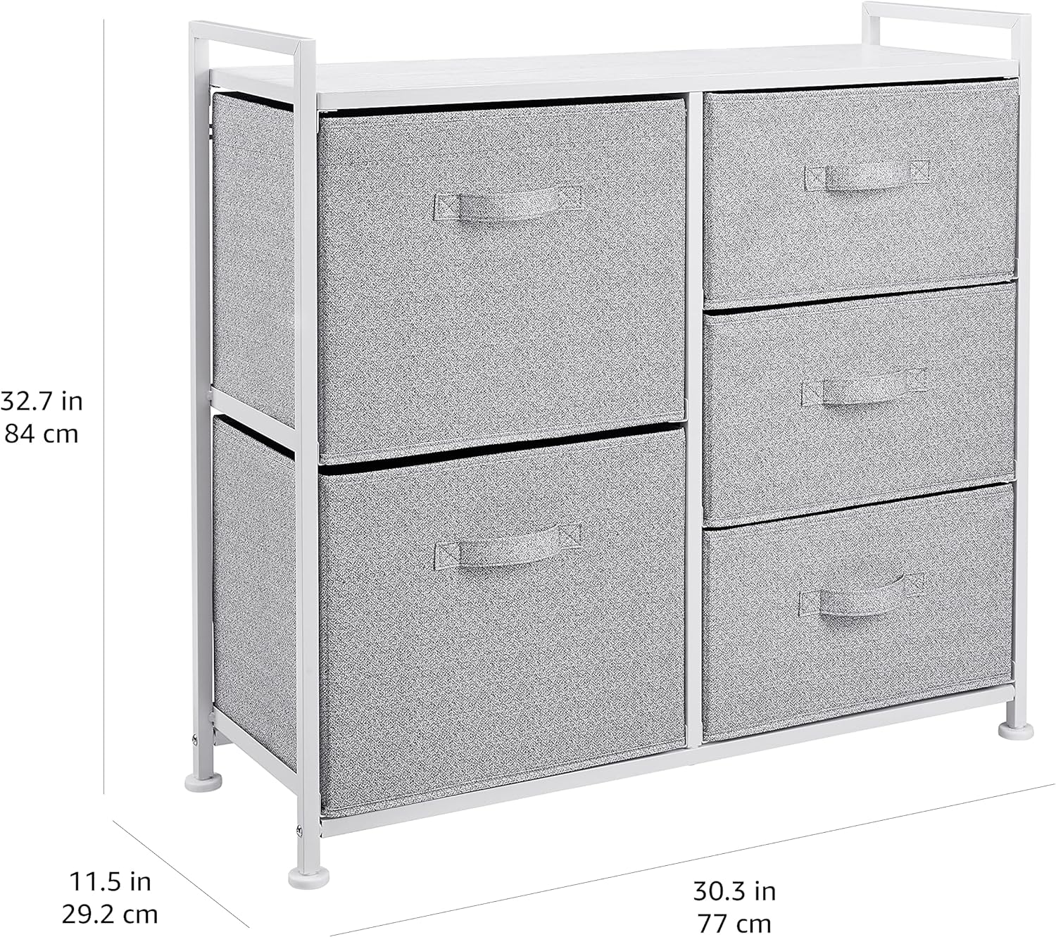 Detalle de Amazon Basics Aufbewahrungsschrank für Kleiderschränke – 5 Stoffschubladen, Weiß