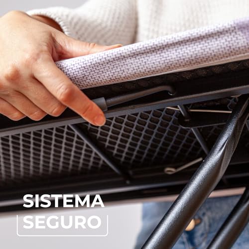 Detalle de Vileda Tabla de Planchar Diamond S: estructura de acero, altura ajustable y acabado salmón