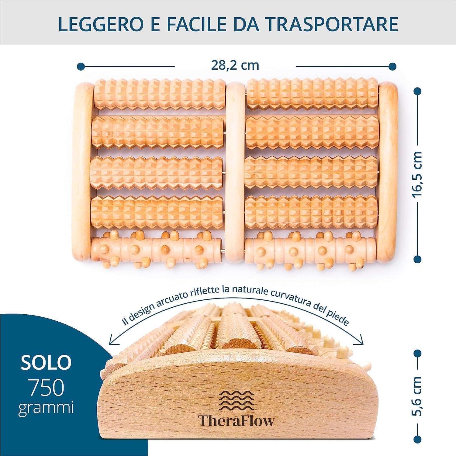 Detalle de TheraFlow Massaggiatore Plantare Shiatsu con rulli per fascite plantare e guida di riflessologia