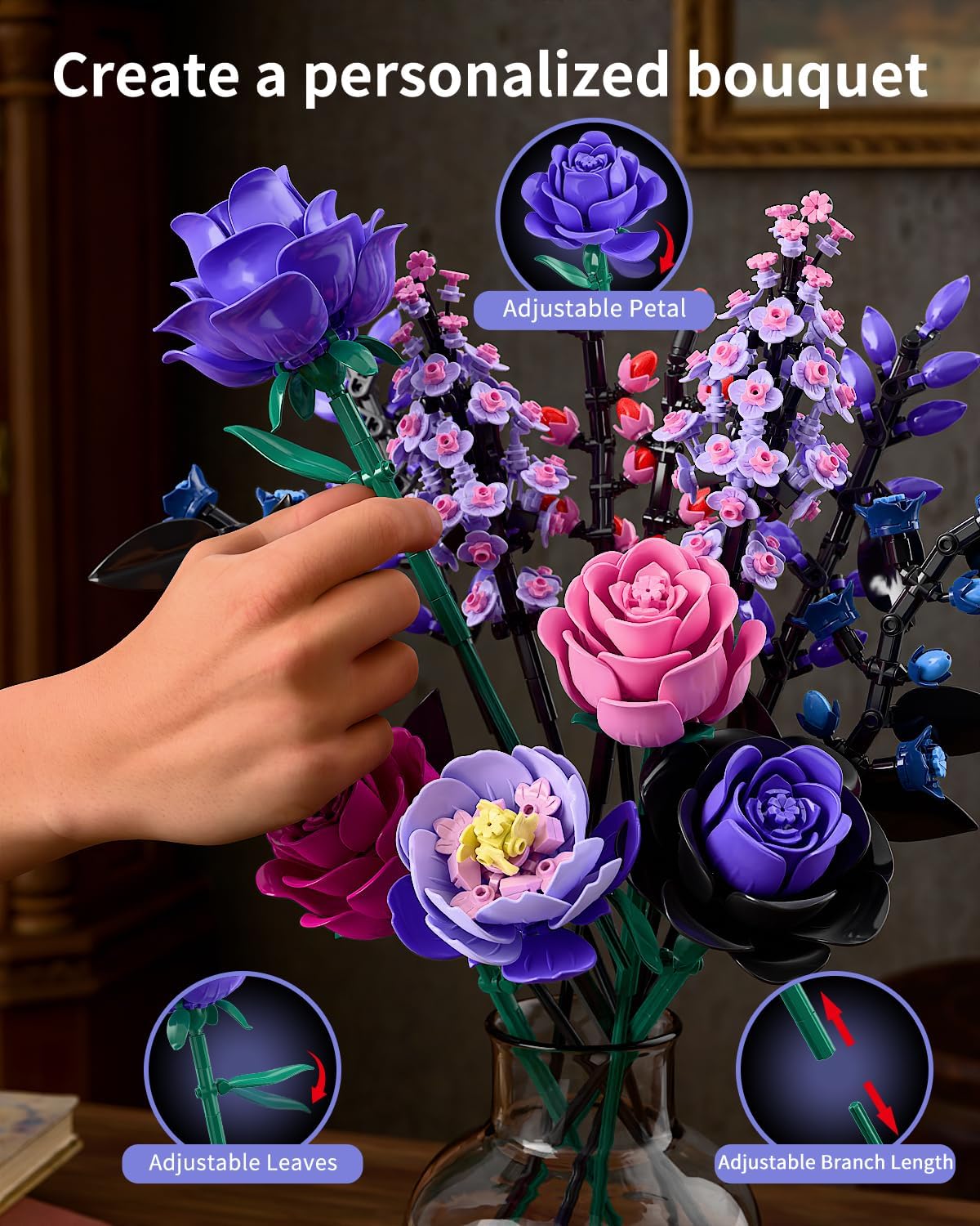 Thumbnail 4 de TYCOLE Purple Roses Bouquet Build Set