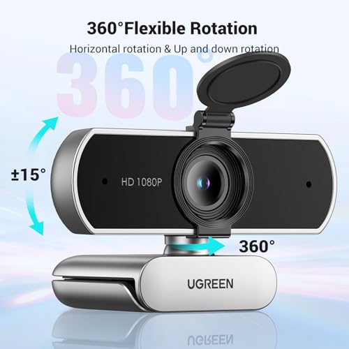 Thumbnail 4 de UGREEN Webcam Full HD 1080P 30FPS con 2 micrófonos incorporados – USB A, 85° de visión (Gris Plata)