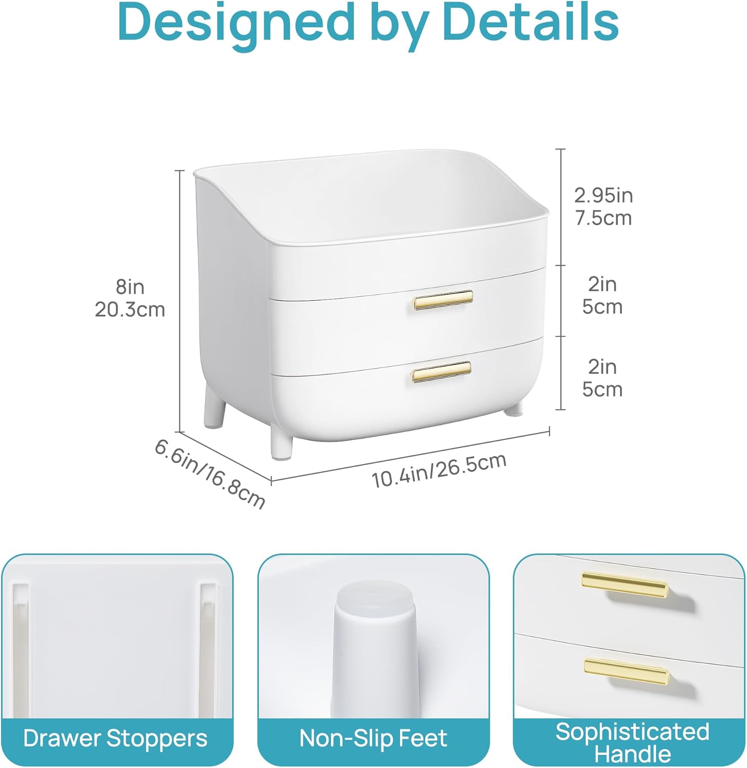 Detalle 2 de Vtopmart 3-Tier Makeup Organizer with Drawers