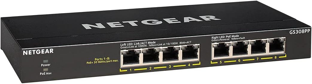NETGEAR GS308PP 83W 8‑Port PoE Switch