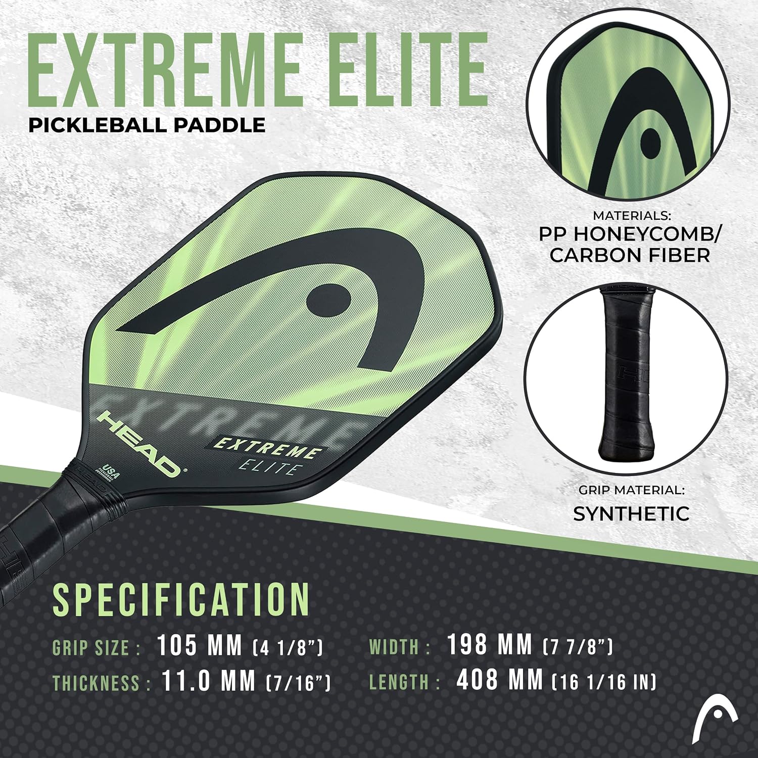 Detalle 2 de Head Extreme Elite: pagaie en fibre de verre avec noyau polymère alvéolaire et grip confort