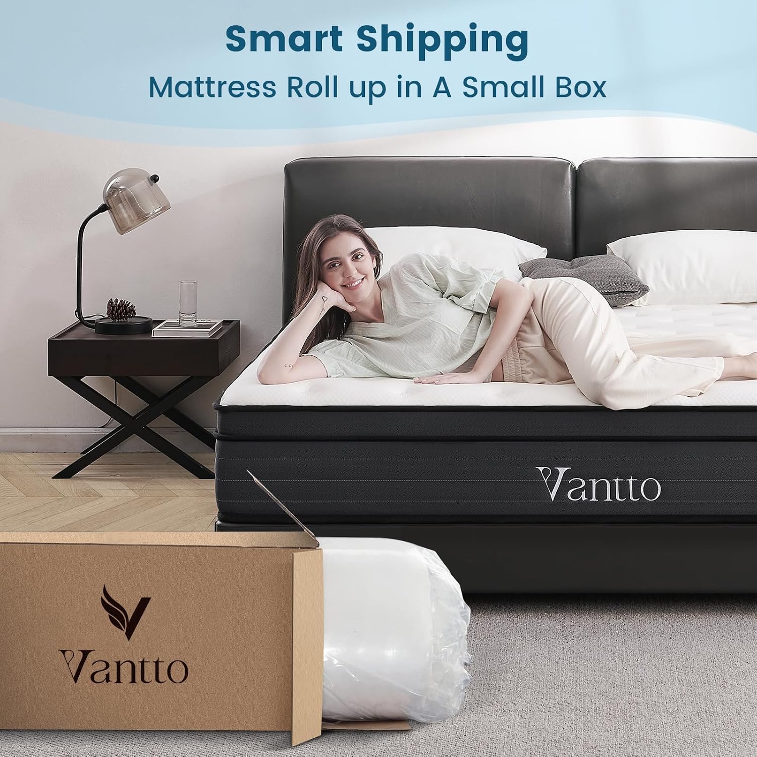 Thumbnail 6 de Vantto Double Mattress 4FT6: 10-Inch Memory Foam Hybrid with Pocket Springs