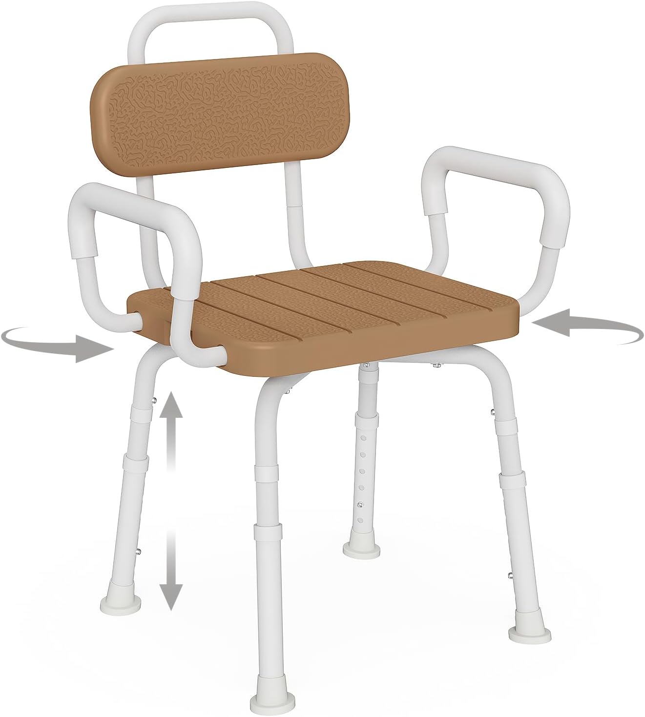 Detalle de Loyoda LSC017 Swivel Shower Chair with Adjustable Height and Removable Arms