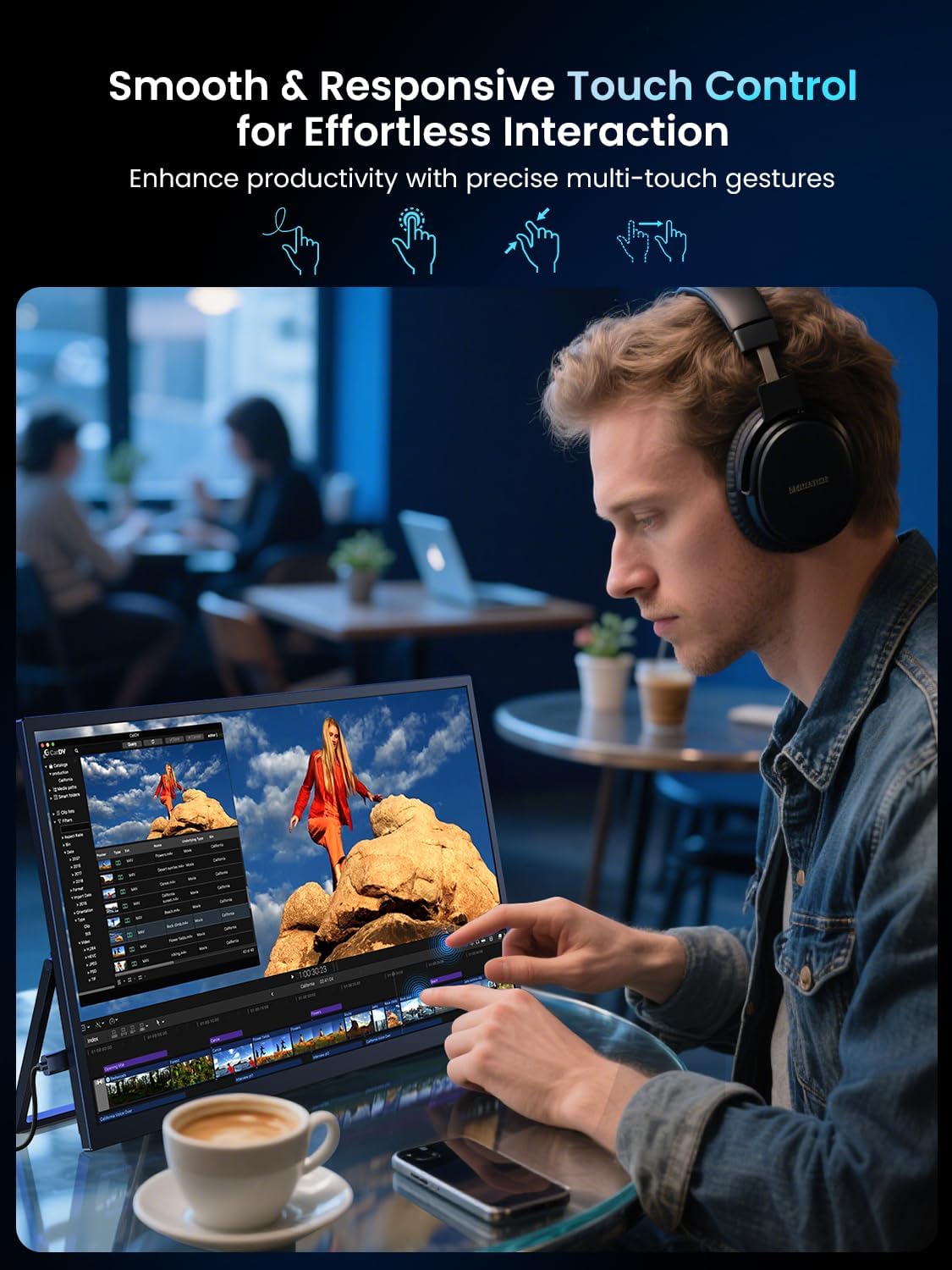 Thumbnail 1 de UPERFECT Portable Monitor 18.5-inch 120Hz Touchscreen (FHD, FreeSync, IPS) with VESA & 180° Adjustable Stand