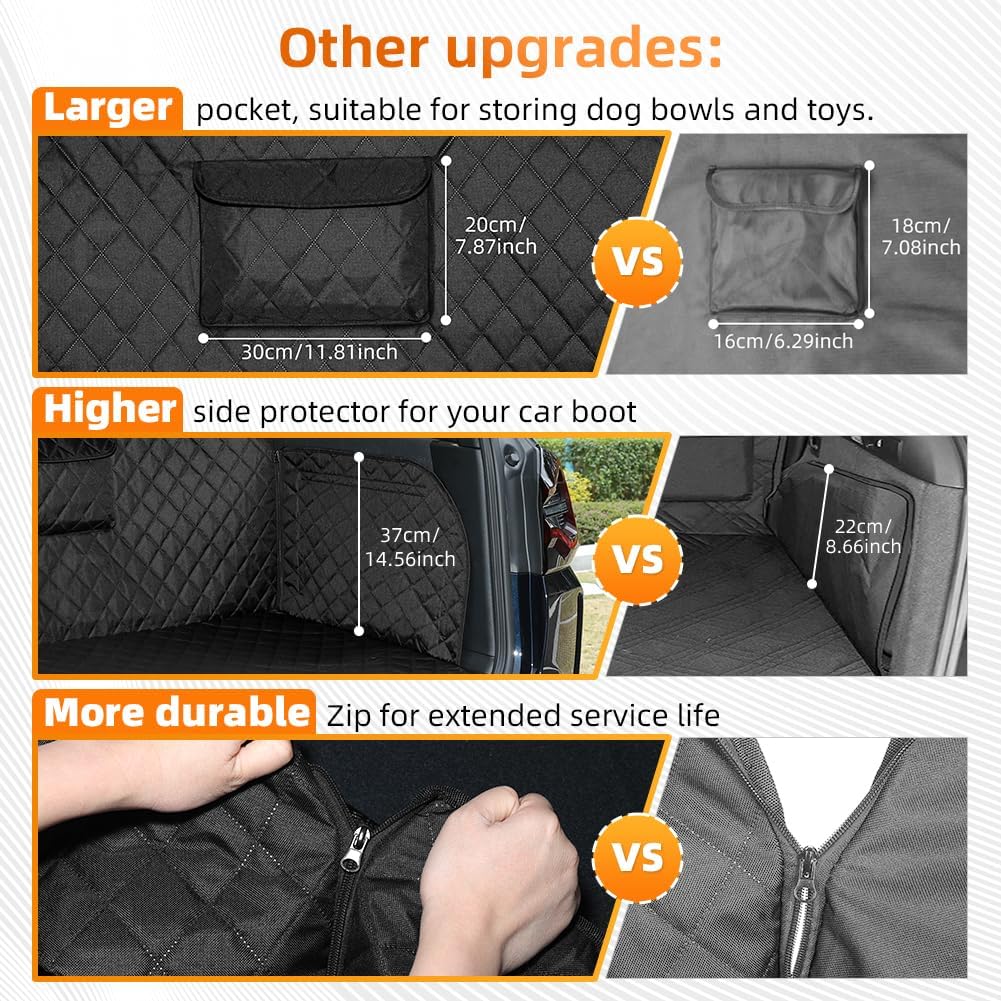 Detalle 2 de KYG Car Boot Cover for Dogs — Non-Slip Waterproof Liner with Silicone Bottom (Medium/Small Cars, 170 × 105 × 37 cm)