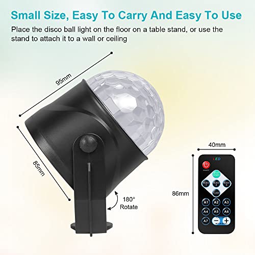 Detalle de URAQT Luci Discoteca LED 360° (2 Pezzi) - Musica Attivata, Telecomando e 7 Colori RGBP per Illuminazione Palco