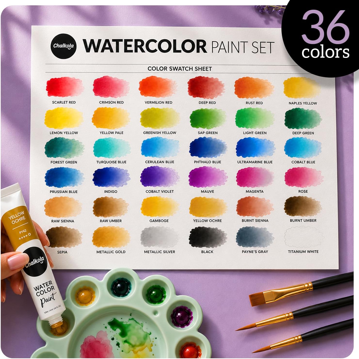Thumbnail 2 de Chalkola Watercolour Paint Set 36 Tubes