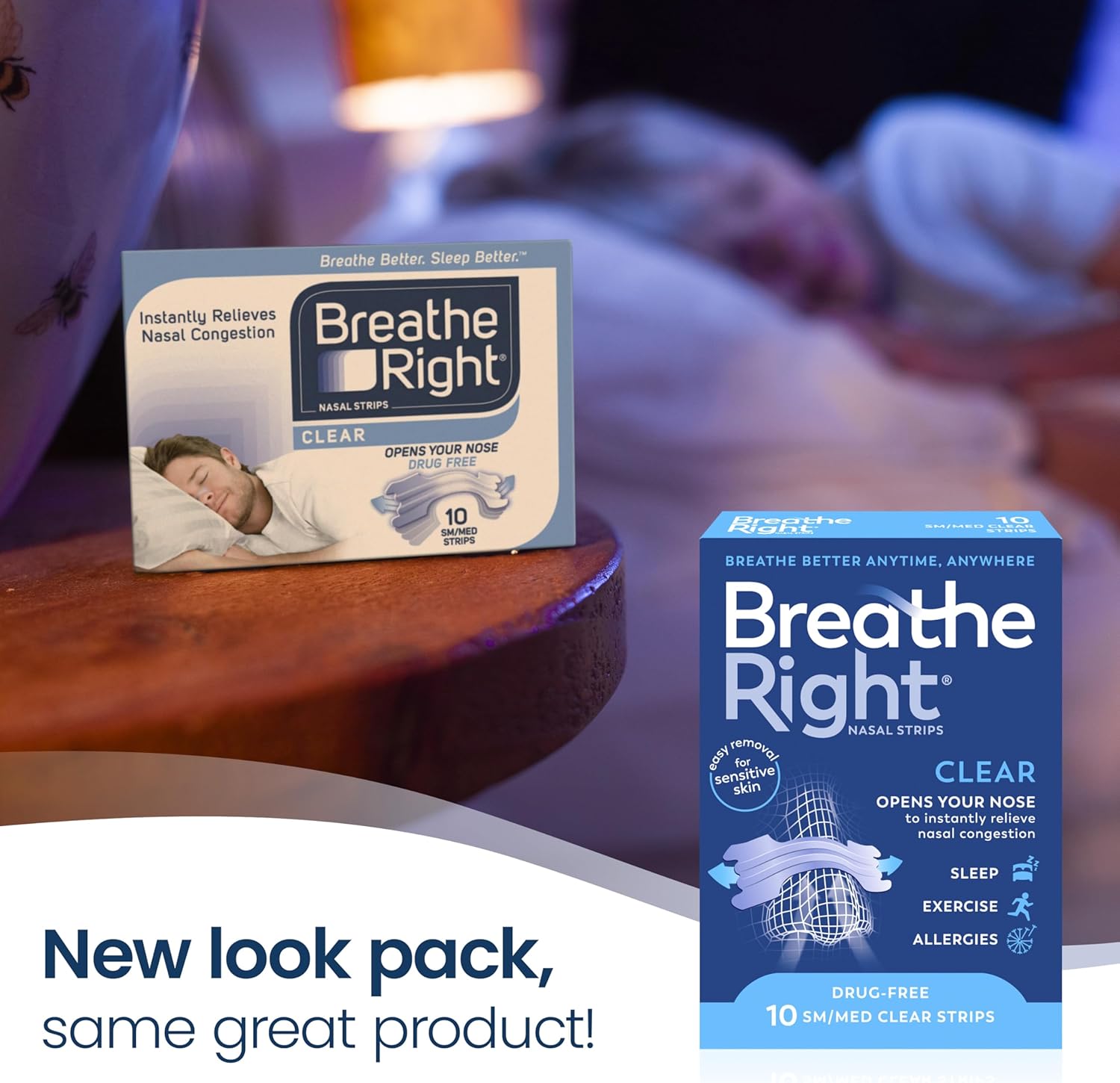 Thumbnail 1 de Breathe Right Clear Large Nasal Strips – 10 Pieces