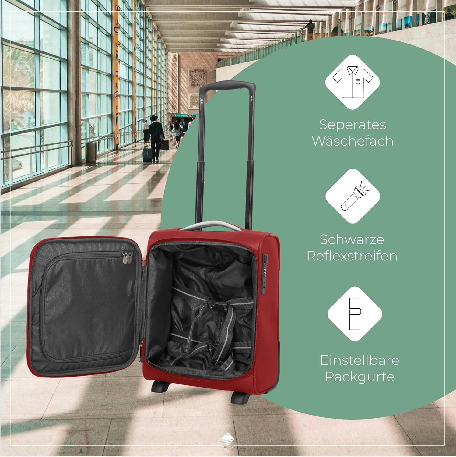 Detalle de Travelite Jetpack Handgepäck Koffer 40x30x20 cm – leichtes Weichgepäck für Bordgepäck
