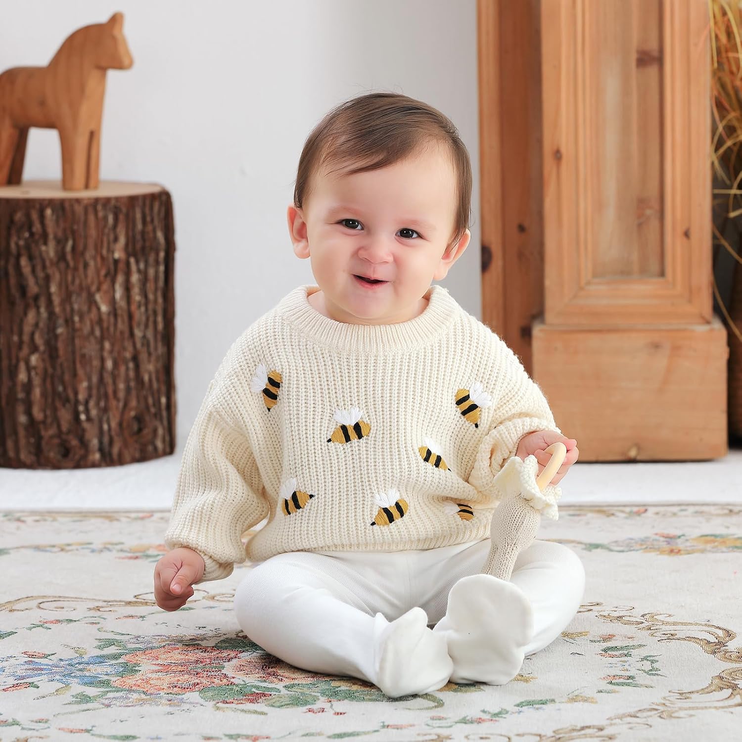 Thumbnail 4 de DovFanny Baby Knitted Jumper Toddler – Floral Detail Long Sleeve, Winter Warm Knitwear