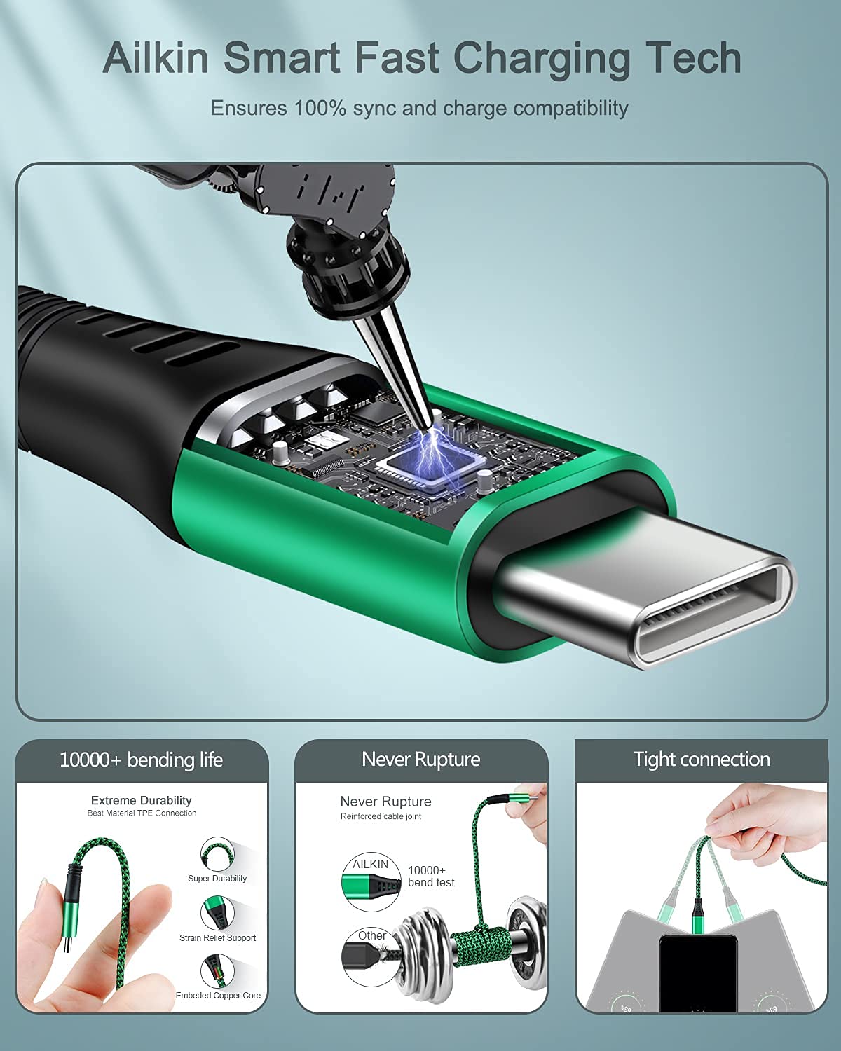 Detalle 2 de USB Type C to A 6ft 4-Pack
