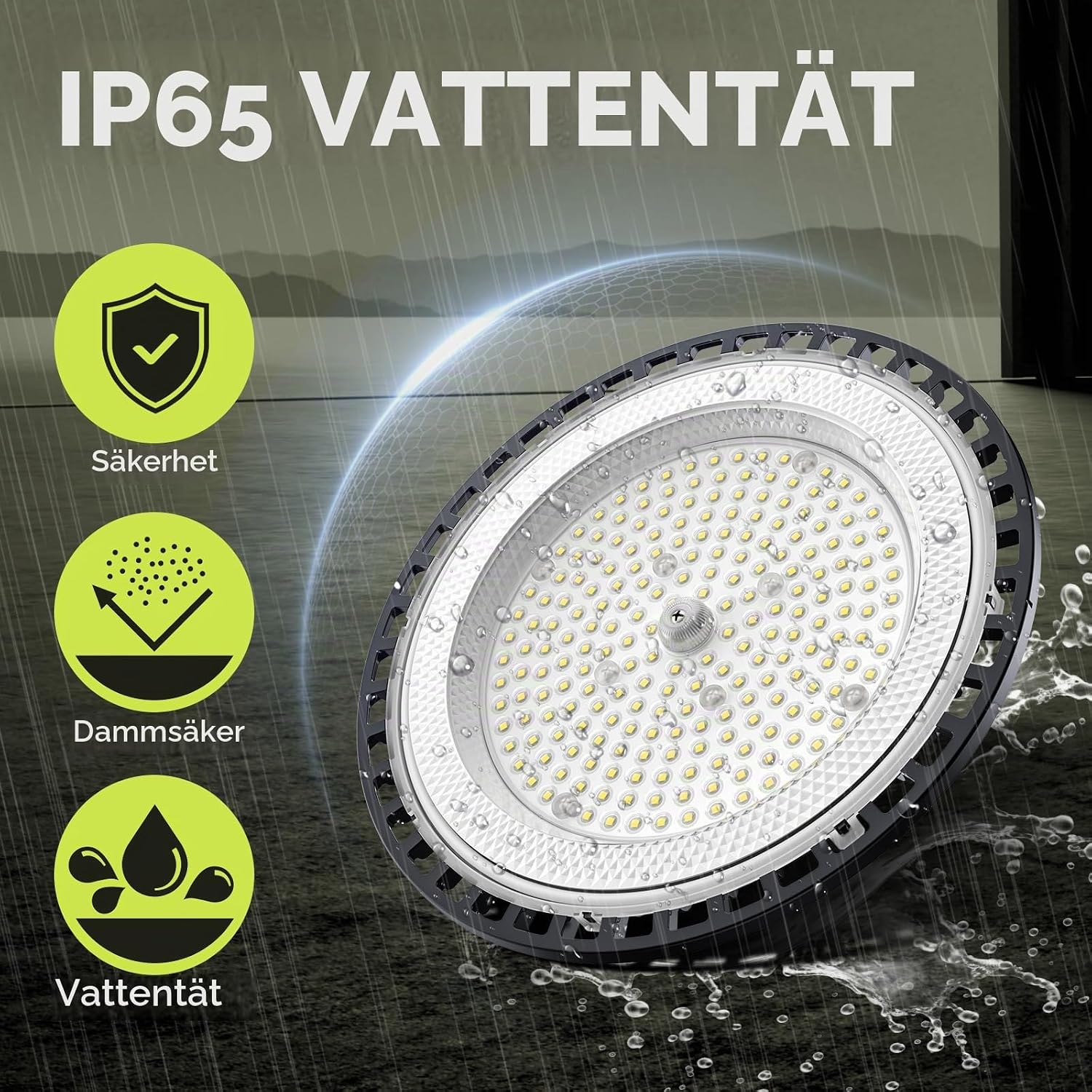 Detalle de Tallflly SL-GK10097P LED UFO-strålkastare, 10-pack, 100 W, 6000 K, IP65